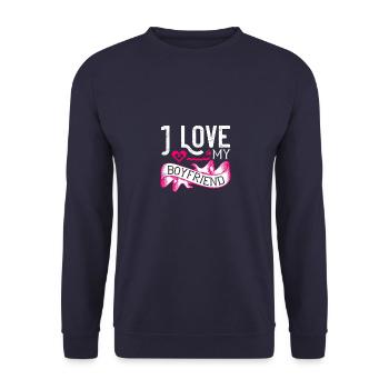J’aime mon petit ami - Sweat-shirt Unisexe - marine - Devant - Alina (178cm) & Michal (187cm)