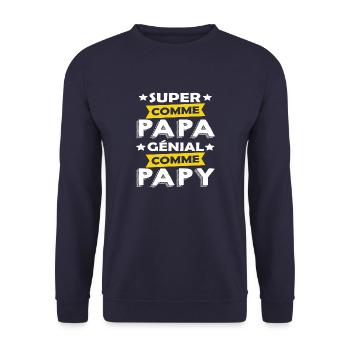 super papa et papy génial - Sweat-shirt Unisexe - marine - Devant - Alina (178cm) & Michal (187cm)