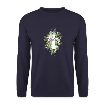 Croyez en la foi en Dieu Croix disant don - Sweat-shirt Unisexe - marine - Devant - Alina (178cm) & Michal (187cm)