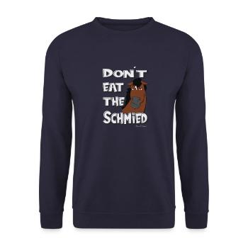 don´t eat the Schmied lustiges grimmiges Pferd - Unisex Pullover - Navy - Vorne - Alina (178cm) & Michal (187cm)