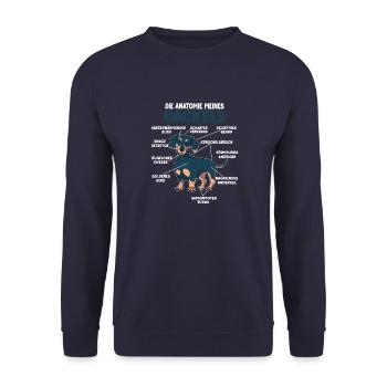 Rauhaar Dackel Anatomie lustiges Hundehalter Hund - Unisex Pullover - Navy - Vorne - Alina (178cm) & Michal (187cm)