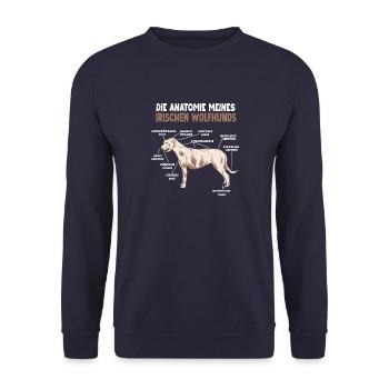 Irischer Wolfshund Anatomie lustiges Hundehalter - Unisex Pullover - Navy - Vorne - Alina (178cm) & Michal (187cm)