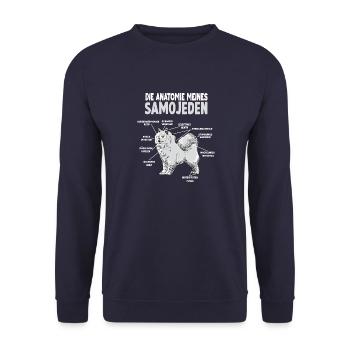 Samojede Anatomie Witziges Hundehalter Gassi - Unisex Pullover - Navy - Vorne - Alina (178cm) & Michal (187cm)