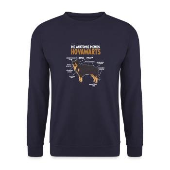 Hovawart Anatomie lustiges Hundehalter Gassi Hunde - Unisex Pullover - Navy - Vorne - Alina (178cm) & Michal (187cm)