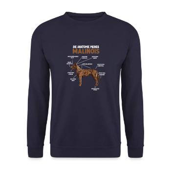 Malinois Anatomie lustiges Hundehalter Gassi - Unisex Pullover - Navy - Vorne - Alina (178cm) & Michal (187cm)