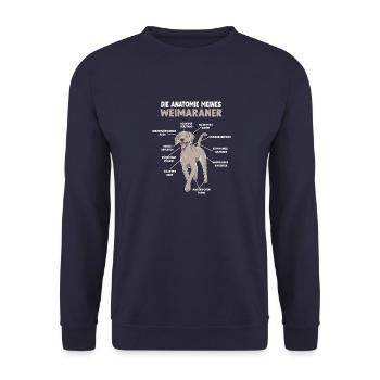 Weimaraner Anatomie Witziges Hundehalter Gassi - Unisex Pullover - Navy - Vorne - Alina (178cm) & Michal (187cm)