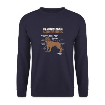 Schweißhund Anatomie Witziges Hundehalter Gassi - Unisex Pullover - Navy - Vorne - Alina (178cm) & Michal (187cm)