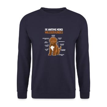 Wasserhund Anatomie Witziges Hundehalter Gassi - Unisex Pullover - Navy - Vorne - Alina (178cm) & Michal (187cm)