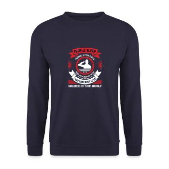 People sleep peaceably in their beds at night - Unisex Sweatshirt - navy - Front - Alina (178cm) & Michal (187cm)