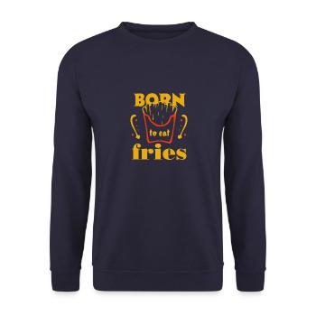 born to eat fries - Unisex Pullover - Navy - Vorne - Alina (178cm) & Michal (187cm)