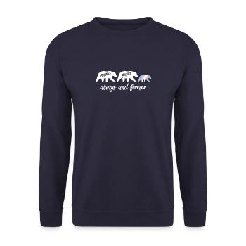 Transgender Mama Bär - LGBTQ Transgender - Unisex Pullover - Navy - Vorne - Alina (178cm) & Michal (187cm)