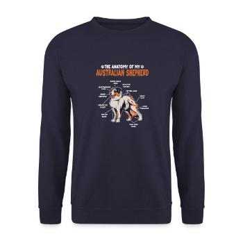 Australian Shepherd Aussie Anatomy Aussie - Unisex Sweatshirt - navy - Front - Alina (178cm) & Michal (187cm)
