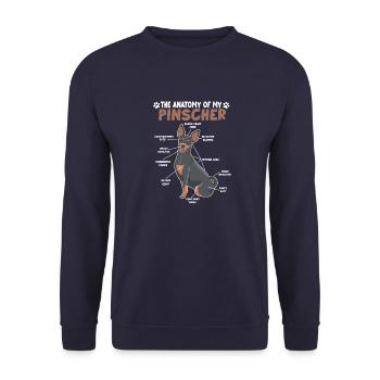 Pinscher Anatomie Drôle Chien Propriétaire Promenade - Sweat-shirt Unisexe - marine - Devant - Alina (178cm) & Michal (187cm)