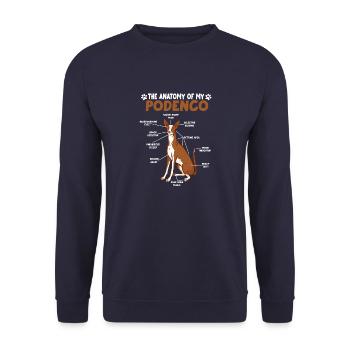 Podenco Anatomy Funny Dog Owner Walk - Unisex Sweatshirt - navy - Front - Alina (178cm) & Michal (187cm)