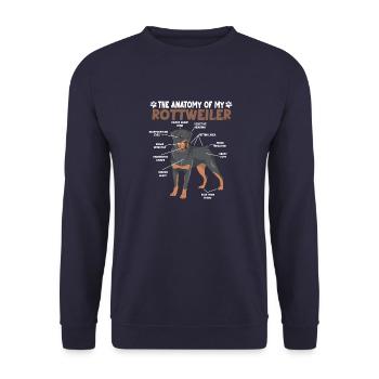 Rottweiler Anatomie Drôle Chien Propriétaire Promenade - Sweat-shirt Unisexe - marine - Devant - Alina (178cm) & Michal (187cm)