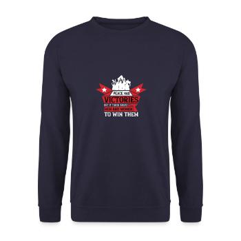 La paix a des victoires, mais il faut des hommes courageux et - Sweat-shirt Unisexe - marine - Devant - Alina (178cm) & Michal (187cm)