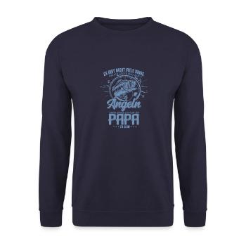 Angler Papa es gibt nicht viele Dinge die ich - Unisex Pullover - Navy - Vorne - Alina (178cm) & Michal (187cm)