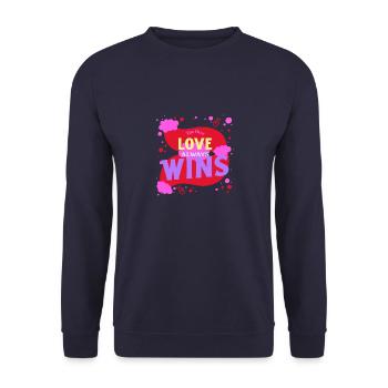 Love always Wins - Unisex Pullover - Navy - Vorne - Alina (178cm) & Michal (187cm)