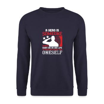 Un héros est quelqu’un qui a donné sa vie - Sweat-shirt Unisexe - marine - Devant - Alina (178cm) & Michal (187cm)