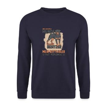 Rottweiler Gassi Witziges Hundehalter Rottweiler - Unisex Pullover - Navy - Vorne - Alina (178cm) & Michal (187cm)
