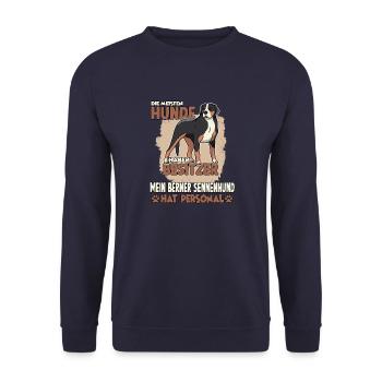 Berner Sennenhund Gassi Witziges Hundehalter - Unisex Pullover - Navy - Vorne - Alina (178cm) & Michal (187cm)