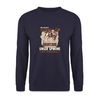 Spinone Hundebesitzer lustiges Hundehalter Gassi - Unisex Pullover - Navy - Vorne - Alina (178cm) & Michal (187cm)