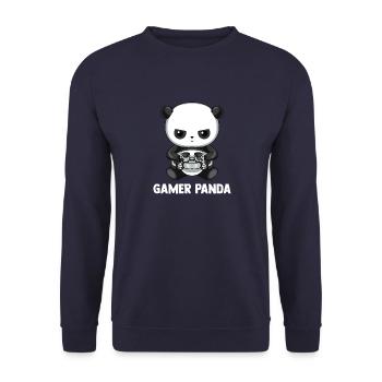 Gamer Panda Shirt - Gaming Panda - Unisex Pullover - Navy - Vorne - Alina (178cm) & Michal (187cm)