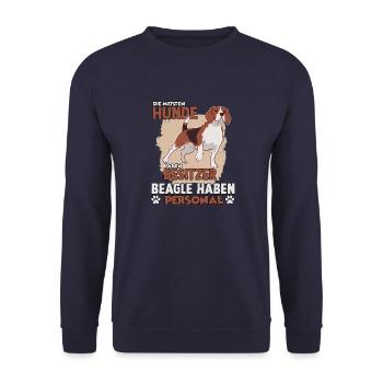 Beagle Hundebesitzer lustiges Jagdhund Gassi - Unisex Pullover - Navy - Vorne - Alina (178cm) & Michal (187cm)