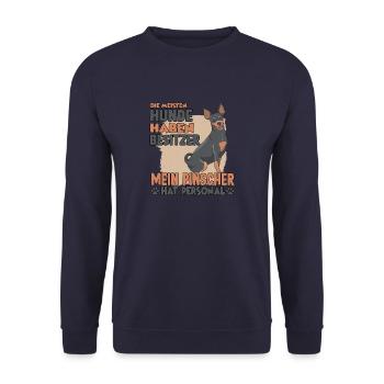 Pinscher Hundebesitzer lustiges Rehpinscher Hunde - Unisex Pullover - Navy - Vorne - Alina (178cm) & Michal (187cm)