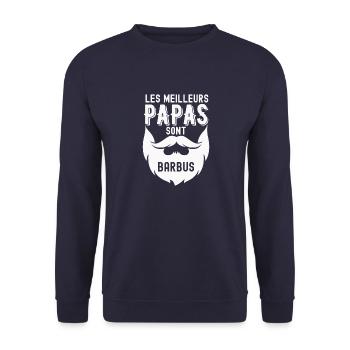 LES MEILLEURS PAPAS SONT BARBUS 2 - Sweat-shirt Unisexe - marine - Devant - Alina (178cm) & Michal (187cm)