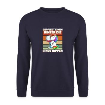 Weincorn Wein Einhorn - Saufen Trinken - Lustiges - Unisex Pullover - Navy - Vorne - Alina (178cm) & Michal (187cm)