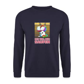 Saufen Bier Trinken Einhorn - Lustiges Saufen - Unisex Pullover - Navy - Vorne - Alina (178cm) & Michal (187cm)