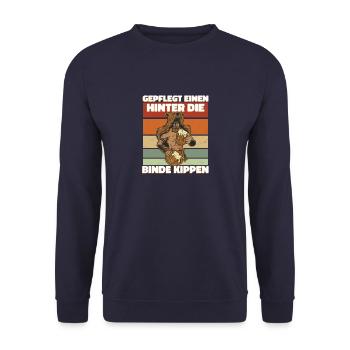 Saufen Bier Trinken Randalieren - Lustiges Saufen - Unisex Pullover - Navy - Vorne - Alina (178cm) & Michal (187cm)