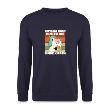 Gepflegt einen hinter die Binde kippen - Saufen - Unisex Pullover - Navy - Vorne - Alina (178cm) & Michal (187cm)
