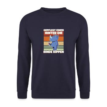 Süßes Saufen Wein Trinken Nashorn - Lustiges - Unisex Pullover - Navy - Vorne - Alina (178cm) & Michal (187cm)