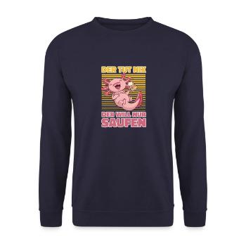 Saufen Bier Trinken Anime - Lustiges Saufen - Unisex Pullover - Navy - Vorne - Alina (178cm) & Michal (187cm)