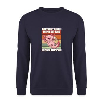 Lustiges Saufen Bier Trinken - Unisex Pullover - Navy - Vorne - Alina (178cm) & Michal (187cm)