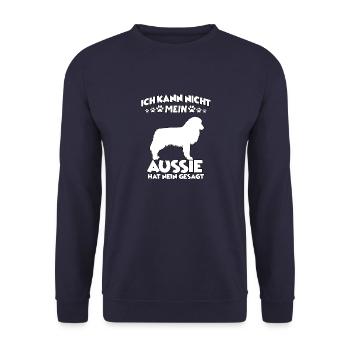 Australian Shepherd Witziges Aussie Gassi Hunde - Unisex Pullover - Navy - Vorne - Alina (178cm) & Michal (187cm)