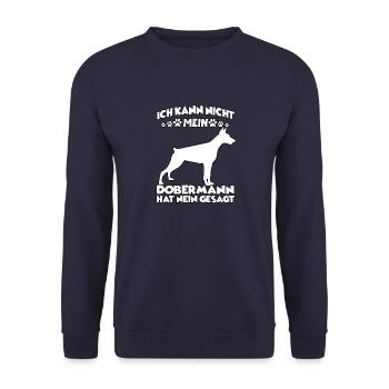 Dobermann Hundebesitzer Gassi Witziges Hundehalter - Unisex Pullover - Navy - Vorne - Alina (178cm) & Michal (187cm)