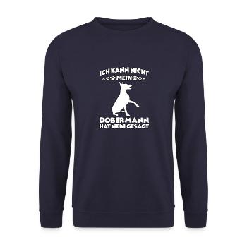 Dobermann Gassi Hundetraining lustiges Dobermann - Unisex Pullover - Navy - Vorne - Alina (178cm) & Michal (187cm)
