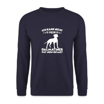 Dalmatiner Gassi Witziges Hundehalter Dalmatiner - Unisex Pullover - Navy - Vorne - Alina (178cm) & Michal (187cm)