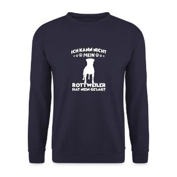 Rotweiler Gassi Motiv Hundebesitzer Rottweiler - Unisex Pullover - Navy - Vorne - Alina (178cm) & Michal (187cm)