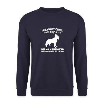 Deutscher Schäferhund Besitzer lustig Spaziergang - Unisex Pullover - Navy - Vorne - Alina (178cm) & Michal (187cm)
