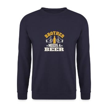 Brother needs a beer - Unisex Sweatshirt - navy - Front - Alina (178cm) & Michal (187cm)