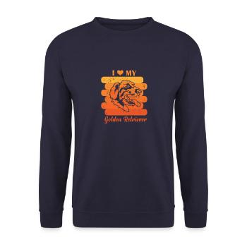 i love my goldon retriever - Unisex Pullover - Navy - Vorne - Alina (178cm) & Michal (187cm)