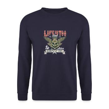 life i short calisc car lover - Unisex Sweatshirt - navy - Front - Alina (178cm) & Michal (187cm)