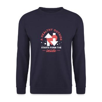 a healthy outside starts form the inside - Unisex Sweatshirt - navy - Front - Alina (178cm) & Michal (187cm)