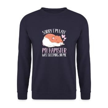 Funny hamsters My cute gift idea for H - Unisex Sweatshirt - navy - Front - Alina (178cm) & Michal (187cm)