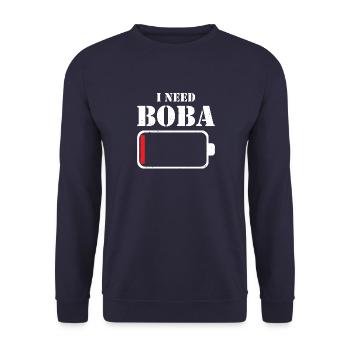 Boba Milktea Liebhaber Bubble Tea Lifestyle Gesche - Unisex Pullover - Navy - Vorne - Alina (178cm) & Michal (187cm)