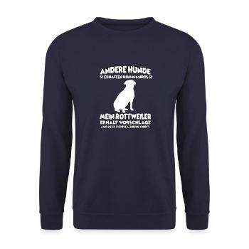 Funny Rottweiler dog training dog owner - Unisex Sweatshirt - navy - Front - Alina (178cm) & Michal (187cm)